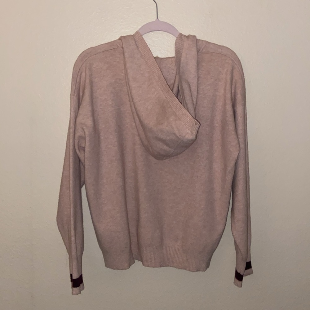 Moth Anthropologie Seward Hooded V-Neck Soft Pullover Sweater Soft Pink, Medium - Picture 3 of 9